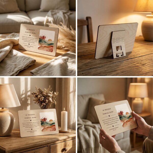 Drewniana tabliczka pamiątkowa na nowy dom -