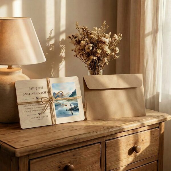 Drewniana tabliczka pamiątkowa na Dzień Nauczyciela dla nauczycielki -
