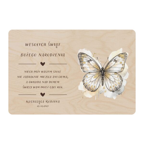 Drewniana tabliczka pamiątkowa na Boże Narodzenie -