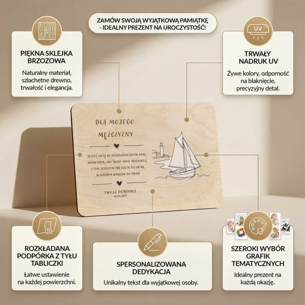 Drewniana tabliczka pamiątkowa dla Niego -