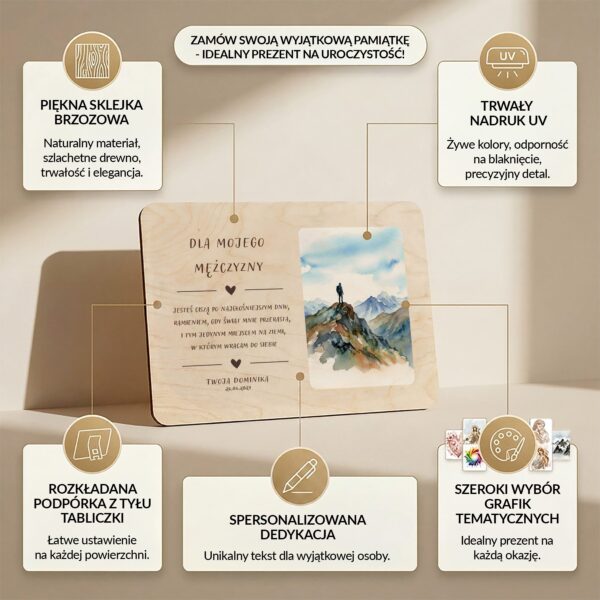 Drewniana tabliczka pamiątkowa dla Niego -