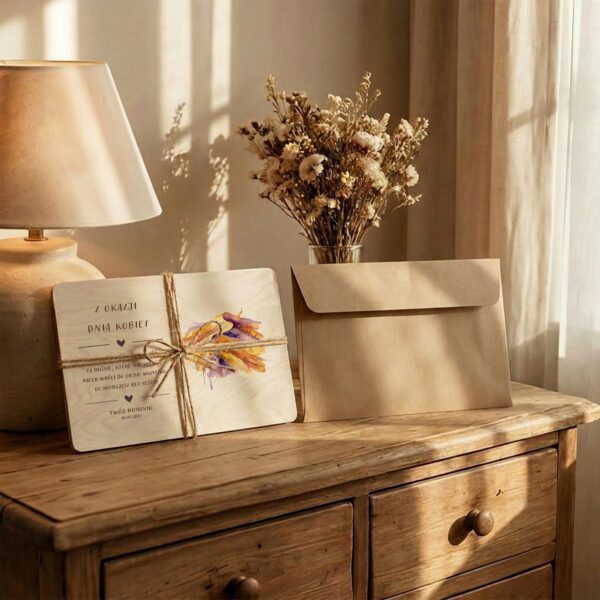 Drewniana tabliczka pamiątkowa na Dzień Kobiet -